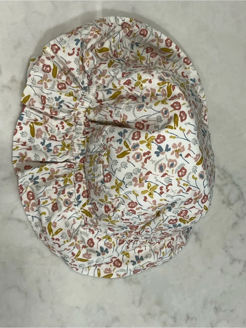 Girls' Floral Sun Hat in White with Pink & Mustard Accents
